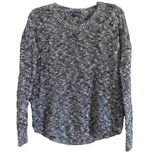 Vince Thick &Thin Tweed Knit Sweater XS Linen Cotton Space Dye Shirttail Hemline - Picture 4 of 10